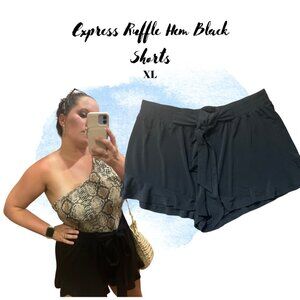 Express Ruffle Hem Black Shorts